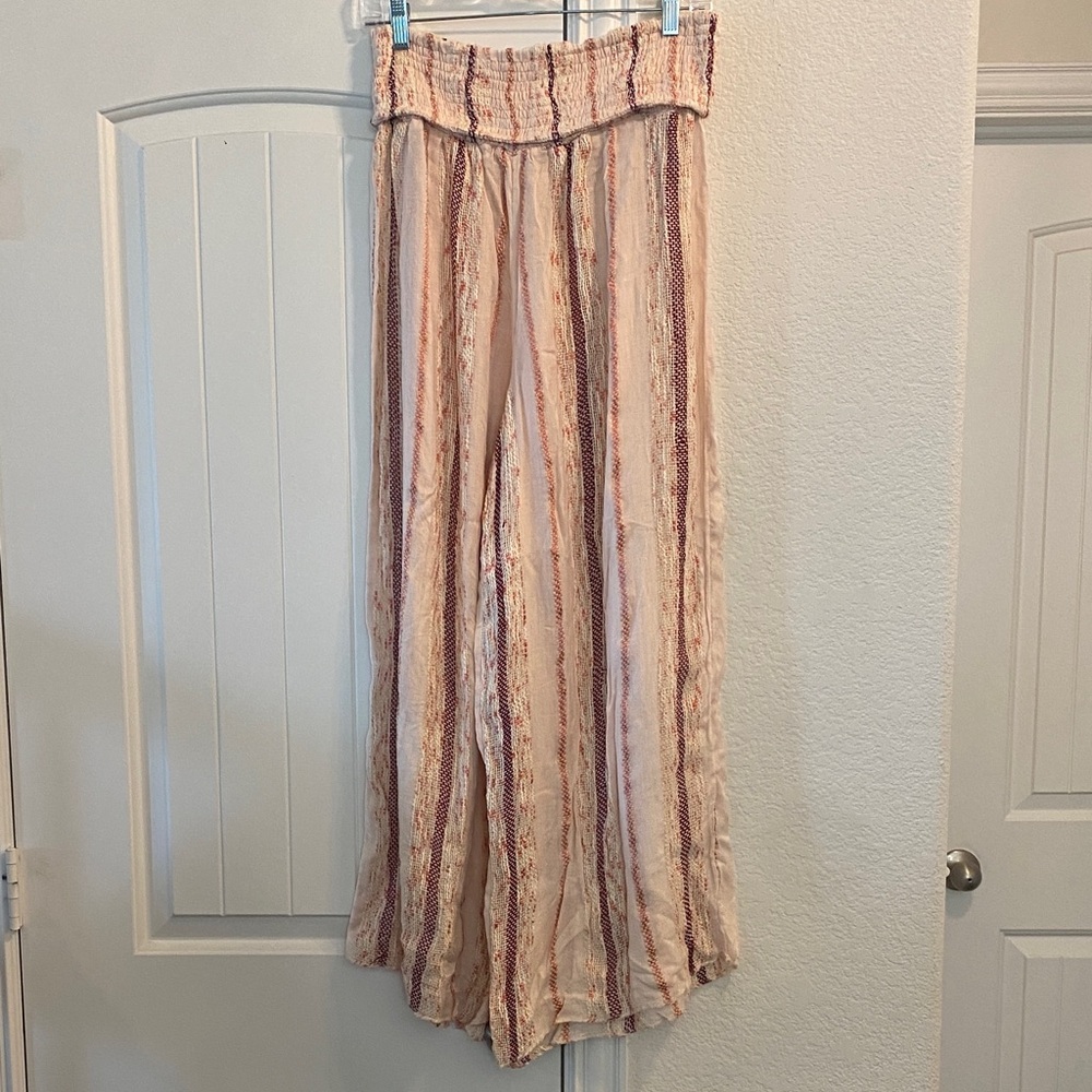 Surf Gypsy Woven Striped Wide-Leg Pants, Sz L